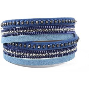 Montebello Armband Bartsia Blue - PU Leer - Zirkonia - 39cm
