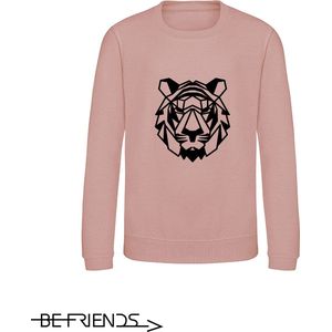 Be Friends Sweater - Tijger - Kinderen - Roos - Maat 1-2 jaar