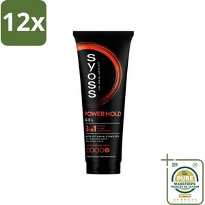 Syoss - Power Hold - Haargel - Extra Sterke Fixatie - 250 ml - Voordeelverpakking - 12 stuks - Langdurige styling - Haarproducten