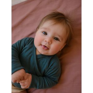 Baby wollen overslagtrui – Merinowol - Orion Blue 50