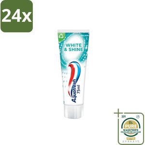 Aquafresh White & Shine - Whitening Tandpasta - 75 ml - Voordeelverpakking - 24 stuks - Glans - Vlekken