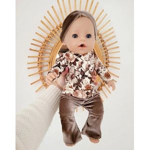 Baby born poppenkleertjes - poppenkleding - poppenkledingset - handgemaakt, hip & trendy. Set van flared, longsleeve en haarbandje