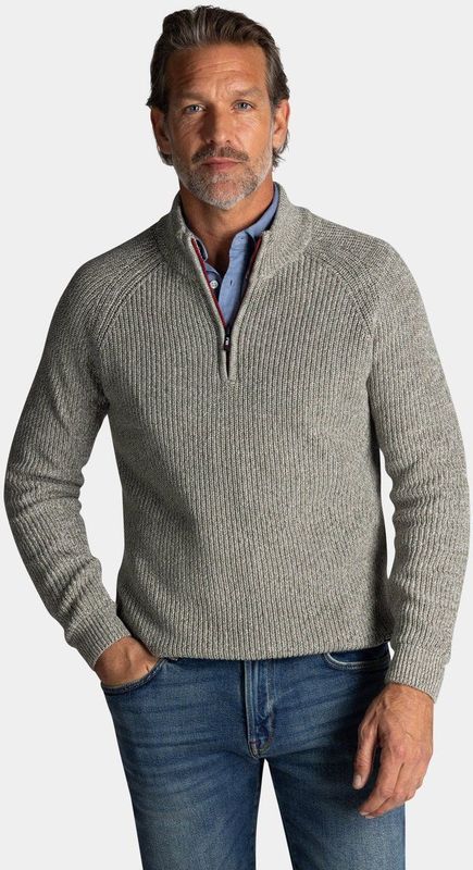 NZA - Grijze - Katoenen Half Zip Trui