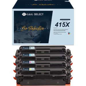 G&G - Toner - Zwart Cyaan Magenta Geel - Compatibel Combi-Pack voor HP 415X