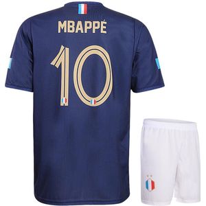 Frankrijk Voetbaltenue Mbappe - Mbappe Tenue Thuis - 2022-2024 - Voetbaltenue Kinderen - Shirt en Broekje - Volwassenen - Maat 116 - Blauw