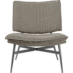 Stijlvolle Grijze Fauteuil met Metaal Onderstel - Fauteuils - Stof - Grijs - 70x58x43cm