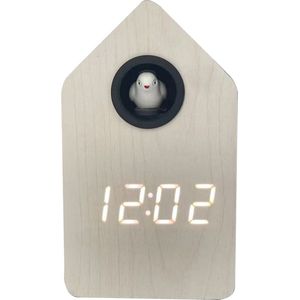 Cuckoo - LED Koekoeksklok - Wit - Hout - 9x6x15,3