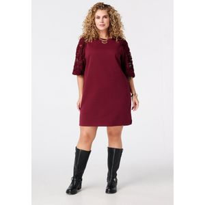 MS Mode Jurk Sweater dress met doorschijnende mouwen en opdruk