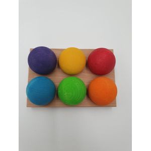 Houten ballen en sorteerplank - Regenboogkleuren - 6 ballen - Open einde speelgoed - Educatief montessori speelgoed - Grapat en Grimms style