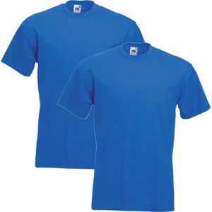 Fruit of the Loom Basics t shirt voor heren korte mouwen - 2x - blauw - 100% katoen t-shirts - Regular fit, maat: M (38/50)