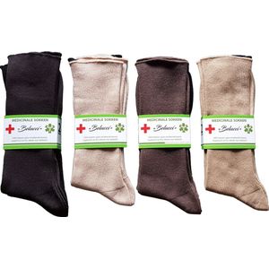 Belucci Katoenen Diabetes Sokken 8 Paar Bruin Assorti En Zwart Maat 35/38