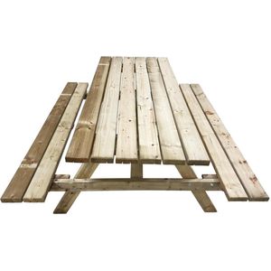 Atlantis Outdoor Houten picknicktafel - 180cm - 6 personen - opklapbare bank