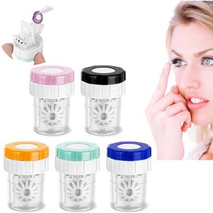 5 stuks Lenzendoosje - Lensreinigingscontainer - Contactlenzen Doosje - Lenzenpotje - Handmatige contactlensreiniger-Lenshouder - Lenzenhouder - Lenzenbakje - Contactlenzenhouder bewaardoos Set - voor dagelijks gebruik - draagbaar en duurzaam