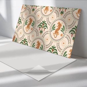 Wallfluent Vinyl Wandpaneel - Tropisch luipaardpatroon Zelfklevend Wandpaneel - 100 cm x 50 cm - Romig PVC wandpaneel - Set van 1 - Rechthoekig Wandbekleding Vinyl - Dieren Wandpaneel - PVC Muurpaneel - Wandpaneel Keuken en Badkamer