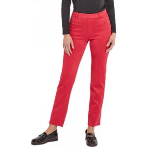 Rechte broek van suède met elastische tailleband en plat buikje