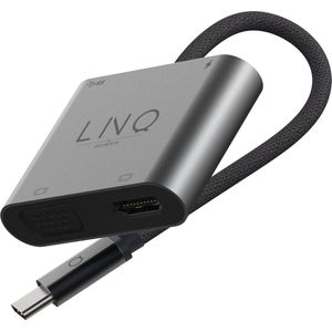 Linq byELEMENTS 4 in 1 Type C USB Hub Adapter - VGA - HDMI - USB-A 3.1 - tot 100W USB C power delivery