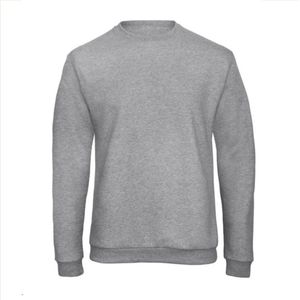 B&C Grijze heren sweater-Maat M- Ronde hals-Geborstelde fleece aan de binnenkant.