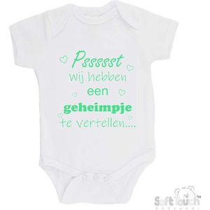 100% katoenen Romper ""Pssssst Wij hebben een geheimpje te vertellen...."" Zwangerschap Zwangerschapsaankondiging Unisex Katoen Wit/mint Maat 56/62