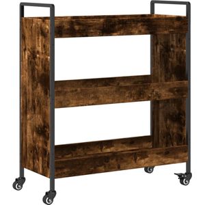 vidaXL - Keukentrolley - 70x30x82 - cm - bewerkt - hout - gerookt - eikenkleurig