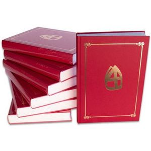 sinterklaasboek met mijter 30 x 22 cm papier rood