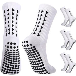 3 paar voetbalsokken - heren grip sokken voetbal - grip sokken hoge - sportsokken - voor voetbal、basketbal、hardlopen - wit