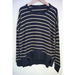 Denham Icicle Sweater - Blauw/ Geel/ Wit Gestreept - Maat S