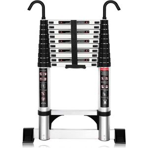 Telescopische ladder 32 m - Aluminium met antislip voeten en stabiele haken - Maximale belasting 150 kg Telescopische ladder