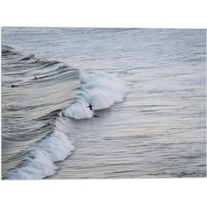 Vlag - Zee - Golven - Mensen - Surfen - Surfplank - Hobby - 40x30 cm Foto op Polyester Vlag