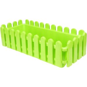 Rechthoekige kunststof omheining bloempotten vetplanten - decoratieve tuinpot groen