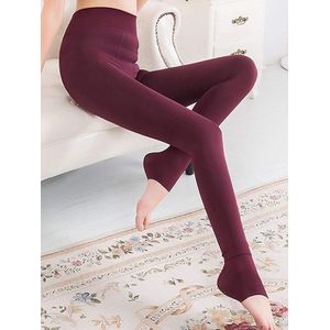 Thermische Winter Leggings met Fleece Voering en Hoge Taille, Bordeaux, One Size