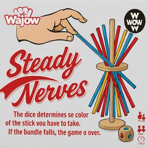 Steady Nerves – Verticaal Mikado Spel van Hout – Balans & Behendigheidsspel – Gezelschapsspel voor Kinderen en Volwassenen - Familiespel - Stimuleert fijne motoriek & concentratie