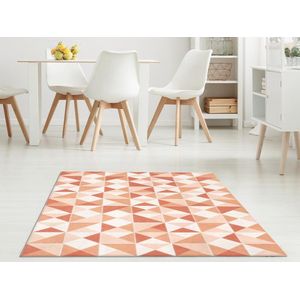 OZAIA Geometrisch tapijt van vinyl - 120 x 180 cm - Oranje - MYRALA L 180 cm x H 1.5 cm x D 120 cm