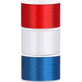 Set van 3 stuks sierlinten/cadeaulinten/satijnen linten 38 mm x 25 meter - Nederlandse vlag kleuren