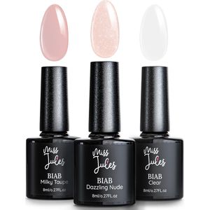 Miss Jules® BIAB 3 Populaire Kleuren – Builder in a Bottle – BIAB Nagel Builder Gel – BIAB Set - HEMA & TPO Free - Instructievideo (NL)