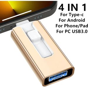 512GB 4-in-1 USB 3.0 Geheugenstick – Geschikt voor iPhone, iPad, Android en PC – Lightning, USB-C, Micro-USB & USB-A – Externe Opslag voor Foto’s, Video’s, Back-up & Bestanden