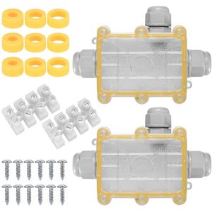 JGS Premium - Waterdichte verdeeldoos IP68 voor buiten 2-pack - Kabelconnector tuin - Diameter kabel 5 mm - 15 mm