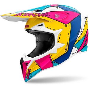 Airoh Wraaap Paint Blauw Geel Roze Crosshelm - Maat XL - Helm