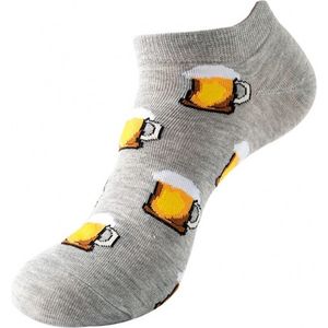Grappige enkelsokken - Bier - Pils - 2 PAAR - Kleur grijs - Maat one size (38-45) - Unisex - Funny - Cadeau - Katoen