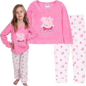Peppa Pig - fleece meisjespyjama, roze en wit OEKO-TEX / 104-110