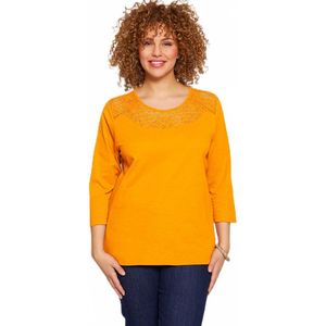 T-shirt met 3/4 mouwen van katoen en kant