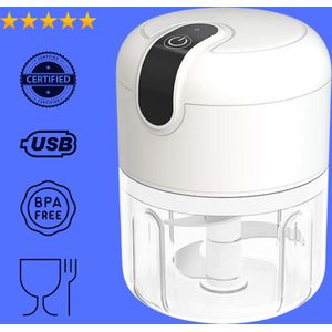 Mini USB Hakmolen Elektrisch Foodprocessor Hakmolens Uiensnijder vaatwasser bestendig Chopper RVS Messen - 250 ml