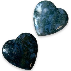 Edelsteen hart 30 mm Agaat Mos
