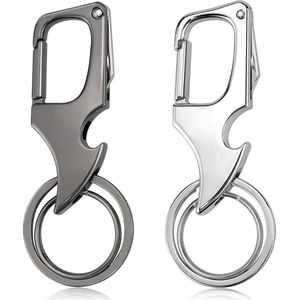 2 Karabijnhaak Sleutelhangers - Musketonhaak met Sleutelringen voor Volwassenen - Flesopener Musketon Autosleutel - Auto Klein Carabiner Sleutel Hanger, Houder - Karabijn haak Multitool - Keychain voor Vrouwen, Mannen - Karabijnsluiting Sleutelhouder