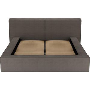 PASCAL MORABITO Bed met opbergruimte - 200 x 200 cm - Ribfluweel - Taupegrijs - TIMANO van Pascal Morabito L 266 cm x H 90 cm x D 252 cm