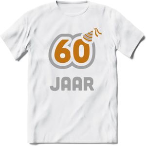 60 Jaar Feest T-Shirt | Goud - Zilver | Grappig Verjaardag Cadeau Shirt | Dames - Heren - Unisex | Tshirt Kleding Kado | - Wit - 3XL