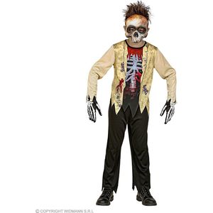 Widmann - Zombie Kostuum - Zin In Een Hapje Zombie Kind - Jongen - Zwart, Wit / Beige - Maat 128 - Halloween - Verkleedkleding