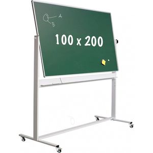 Krijtbord Deluxe - Magnetisch - Dubbelzijdig - Kantelbord - Schoolbord - Eenvoudige montage - Geëmailleerd staal - Groen - 100x200cm