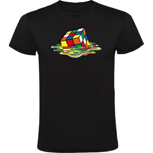 Gesmolten Rubiks Cube Heren T-shirt - game - retro - wiskunde - denken - puzzel - leren - verf - schilder - rubix - nerd - spel - grappig