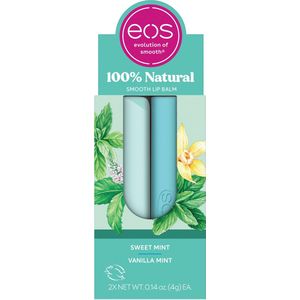 eos - 100% Natural Lip Balm - Sweet Mint & Vanilla Mint - 2-Pack