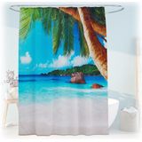Douchegordijn - Bedrukt - Strand en Palmbomen - Polyester - Waterafstotend